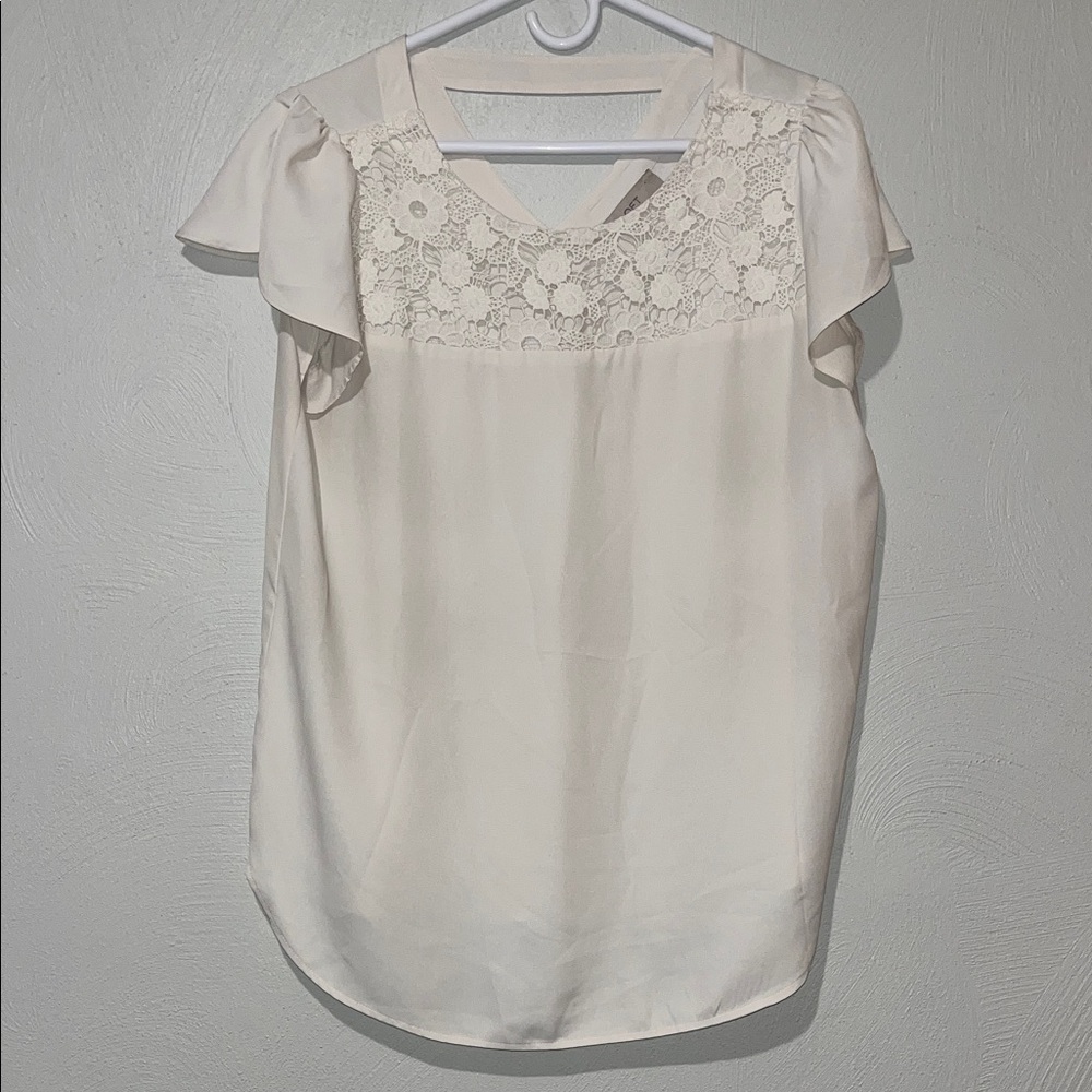 LOFT Cream Lace Detail Blouse